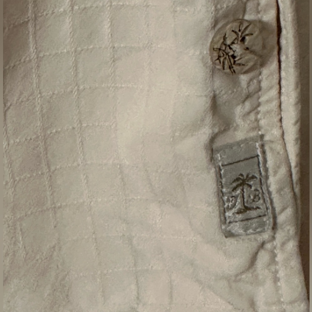 Tommy Bahama Men Camp Shirt Off White 100% Silk Foliage Pattern Size Medium - Picture 9 of 10